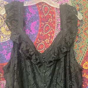 New! NWT. Torrid Black Lace Ruffle Sleeveless Blouse Size 5X